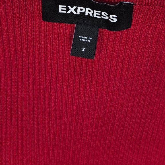 Express Ribbed Sweetheart Neckline Ruffle Peplum Sweater Size S - Picture 6 of 8